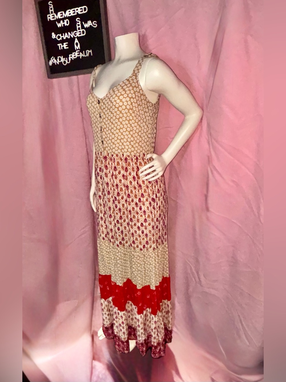 Boho Patchwork Maxi| cottagecore sundress | flowy tiered | size S/M